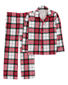 Kid 2-Piece Plaid Fleece Coat Style Pyjamas, image 1 of 2 slides