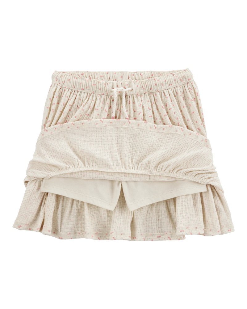 Kid Cherry Print Skort - Ivory, image 2 of 4 slides
