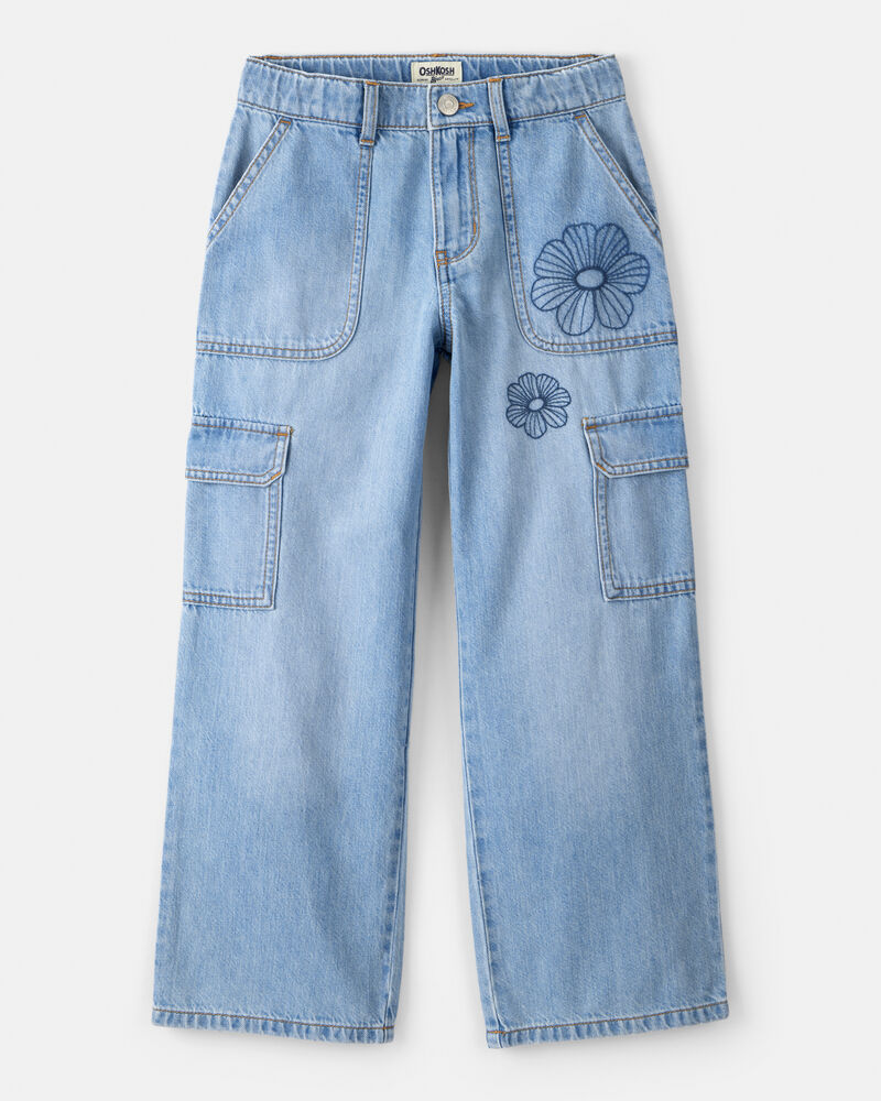 Filles - Jean cargo en denim - Bleu , image 1 sur 5 diapositives