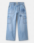 Filles - Jean cargo en denim - Bleu , image 1 sur 5 diapositives