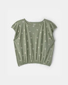 Filles - Haut &agrave; manches courtes, motifs du printemps - Olive, image 1 sur 2 diapositives