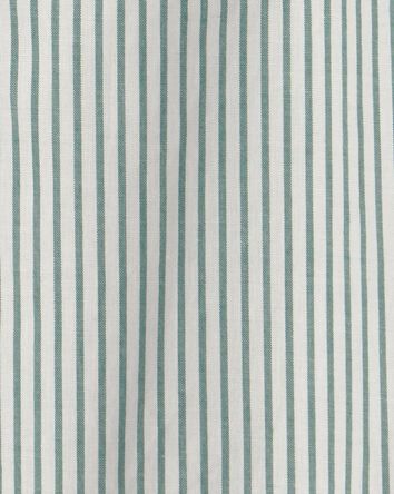Baby Boy Collared Stripe Short-Sleeve Romper - Green/White, 