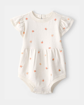 Baby Girl Peach Romper - Ivory, 