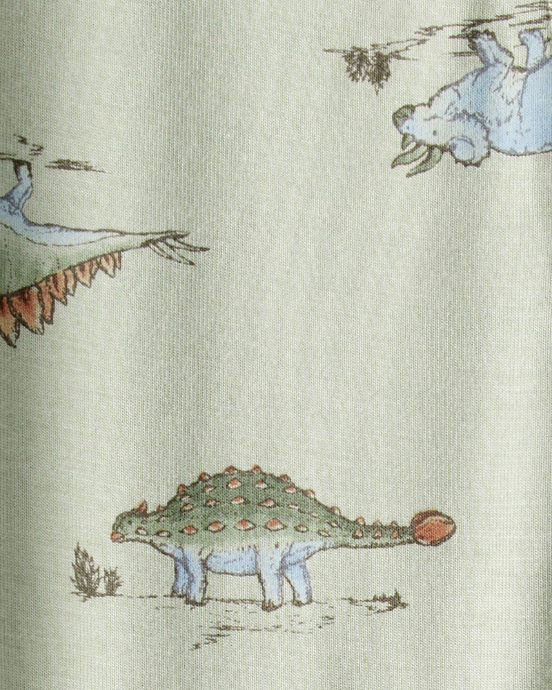 Baby Boy Dinosaur Print PurelySoft Long-Sleeve Sleeper - Green, image 4 of 8 slides