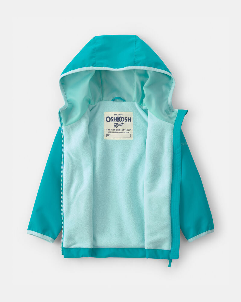 Toddler Girl Solid Midweight Fleece Lined Jacket- Aqua, image 2 of 3 slides