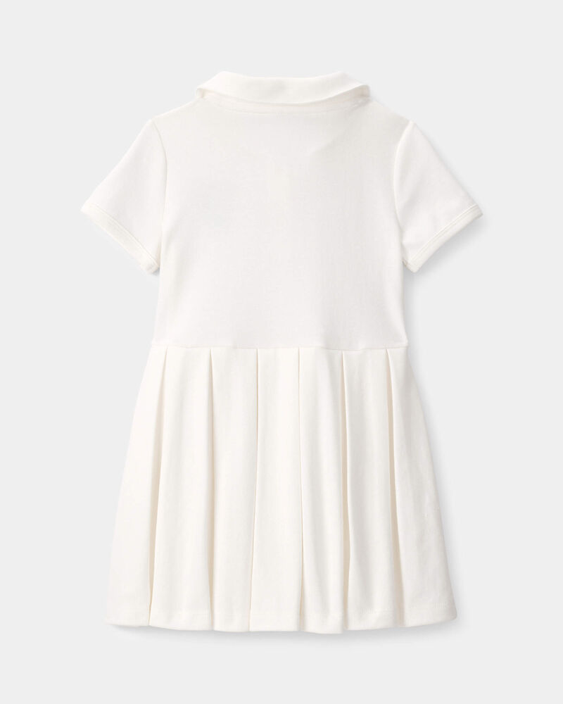 Toddler Girl Pleated Tennis Dress - Ivory, image 3 of 6 slides