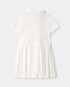 Toddler Girl Pleated Tennis Dress - Ivory, image 3 of 6 slides