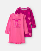 Girls 2-Pack 'Best In Show' Heart Loose Fit Night Gown - Pink, image 1 of 4 slides