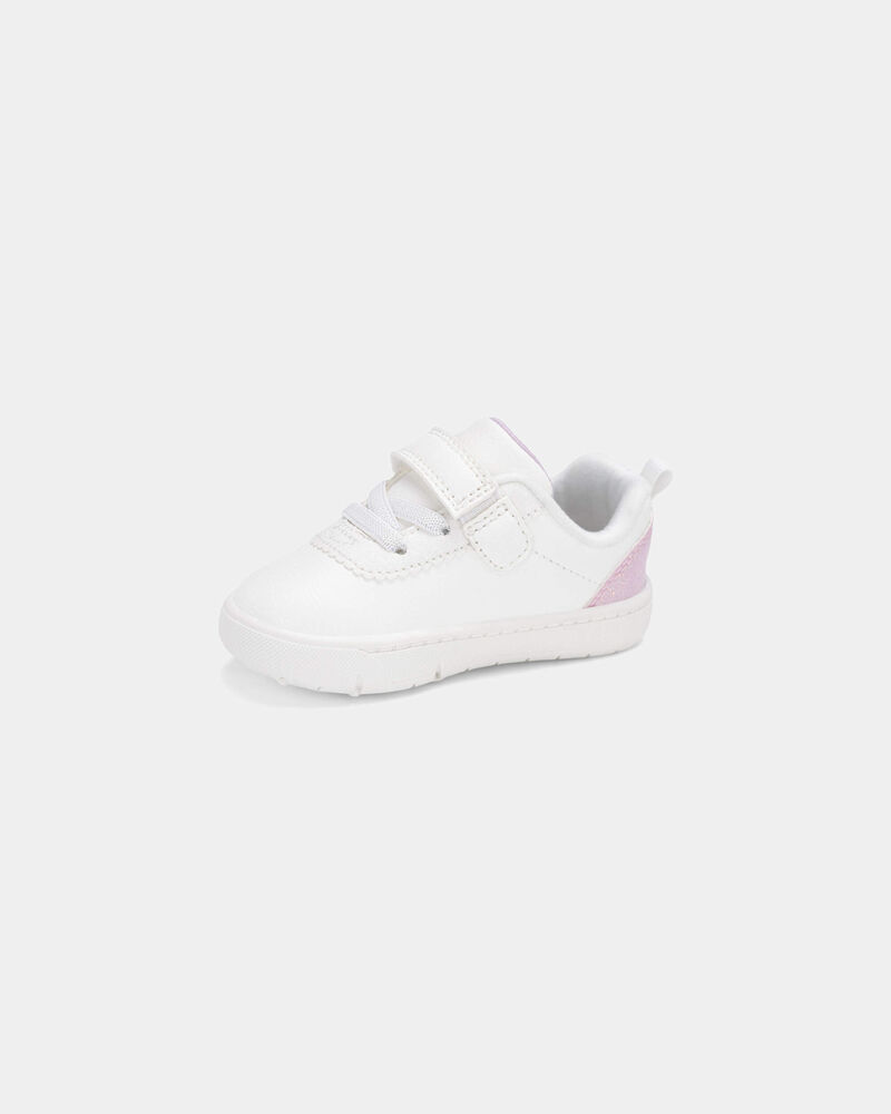 Baby Girl Every Step&reg; First Walker Shimmer Heart Sneakers - White/Pink, image 5 of 5 slides