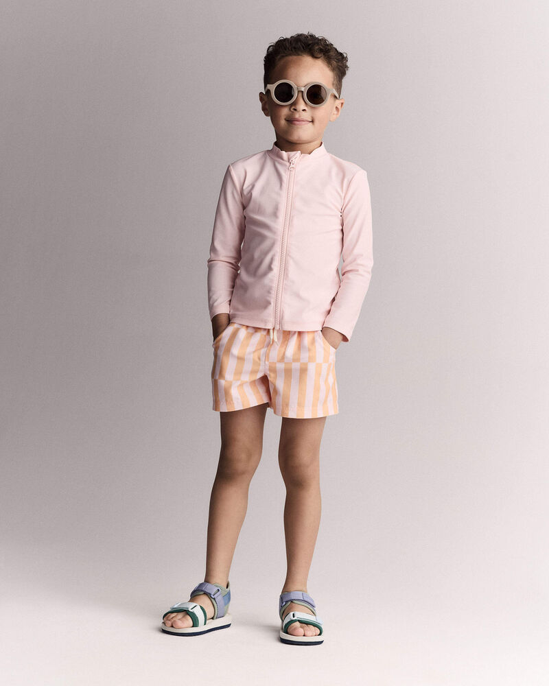 Toddler Full-Zip Long-Sleeve Rashguard - Blush, image 4 of 7 slides