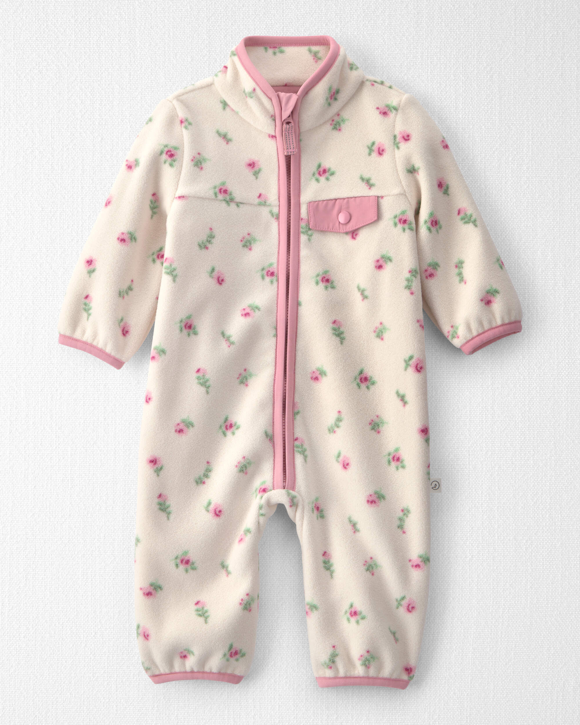 Baby Girl Recycled Mircofleece Jumpsuit in Radiant Rose | Carter's