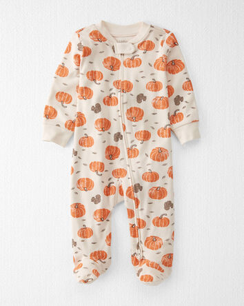 Baby Organic Cotton Sleepers in Harvest Pumpkins, 