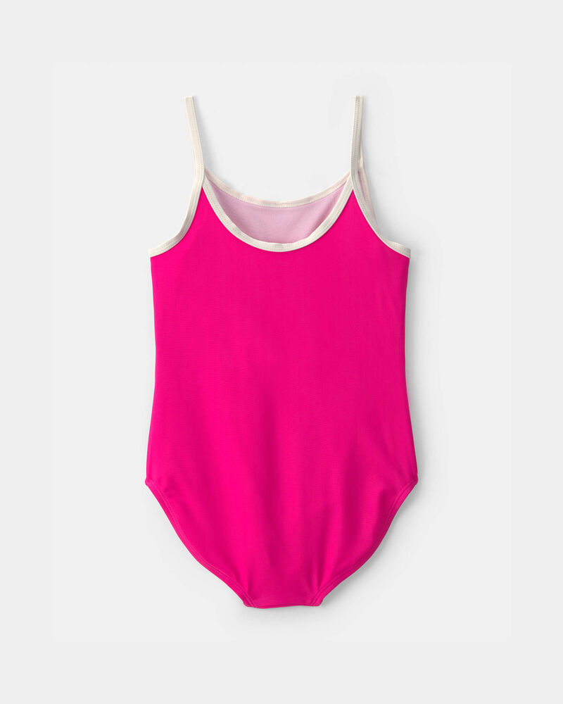 Girls 2-Piece Swimsuit and Cover Up Skirt Set - Pink, image 3 of 5 slides