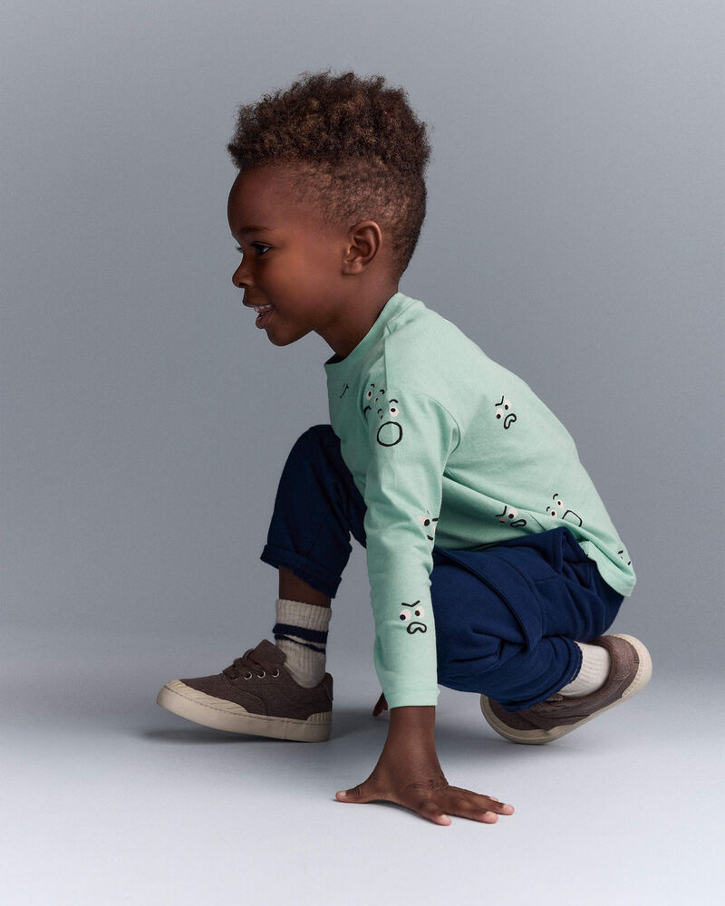 Toddler Boy Emotions Long Sleeve Relaxed Graphic Tee - Green, image 5 of 6 slides
