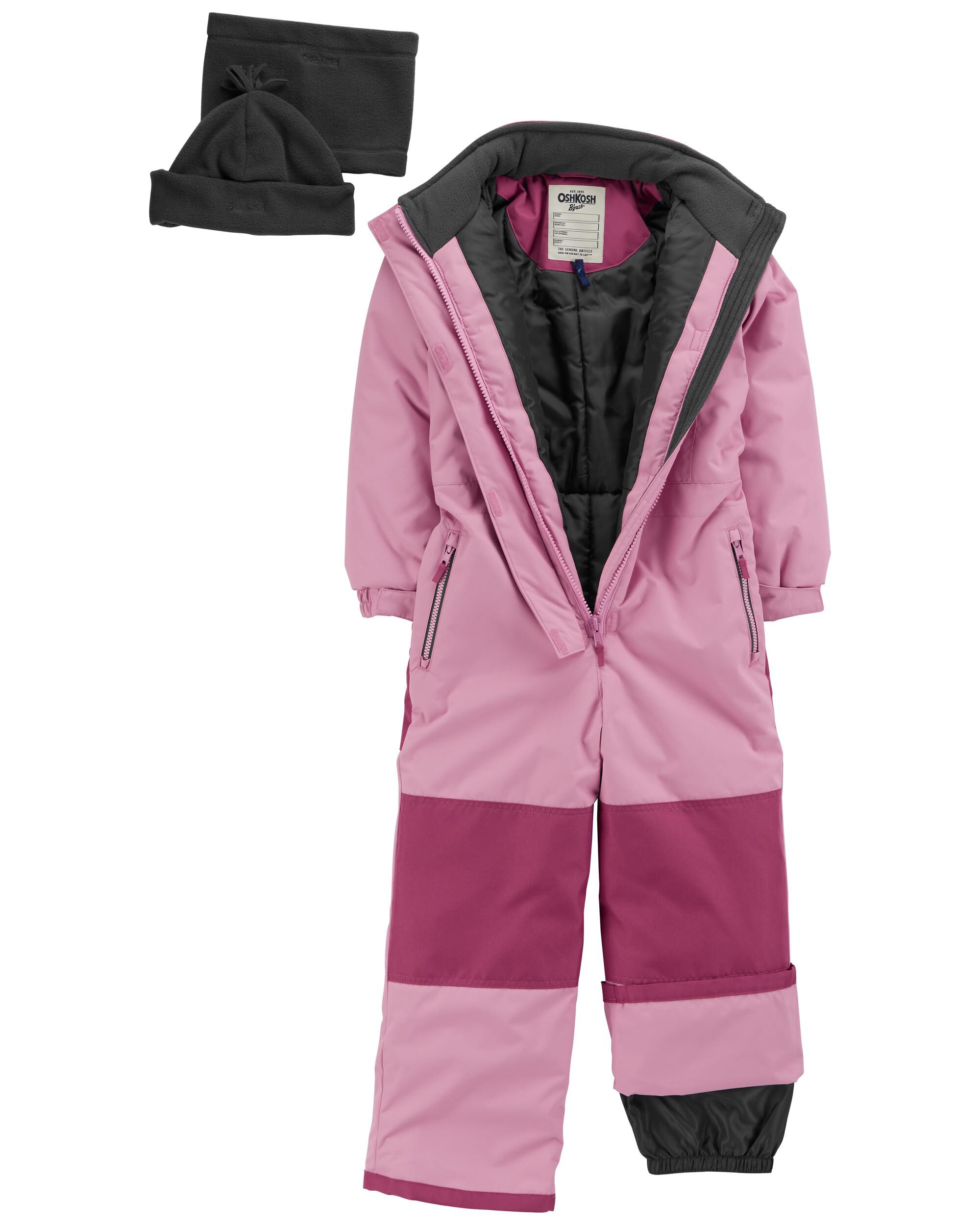 Pink Kid 1-Piece Snowsuit With Bonus Hat And Neck Warmer | Carter’s Oshkosh  Canada