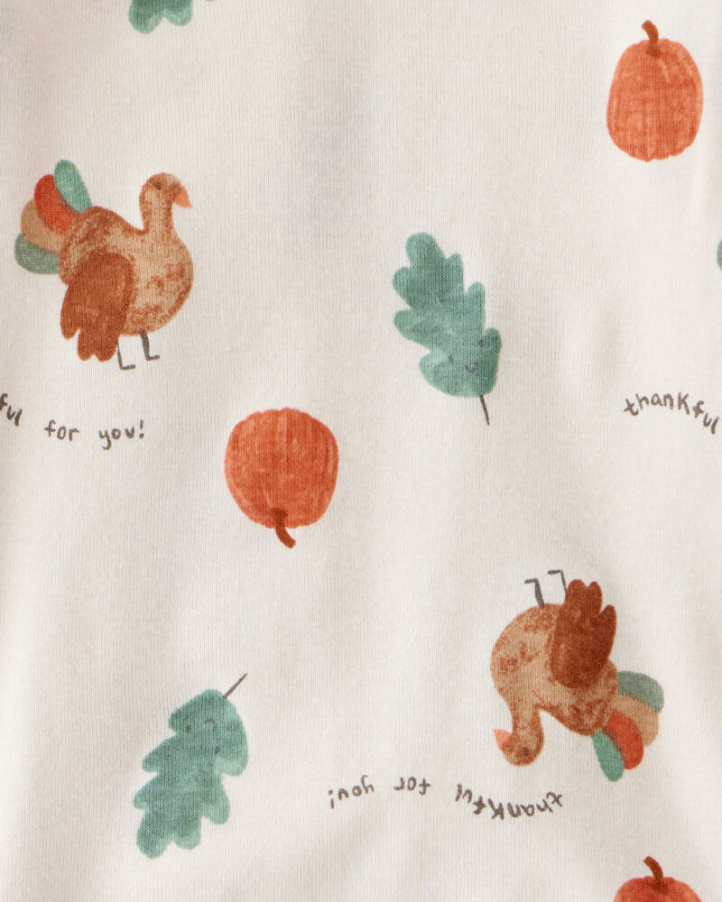 Baby Thanksgiving Print 100% Cotton Long-Sleeve 2-Piece Pyjamas - White, image 2 of 3 slides