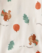 Baby Thanksgiving Print 100% Cotton Long-Sleeve 2-Piece Pyjamas - White, image 2 of 3 slides