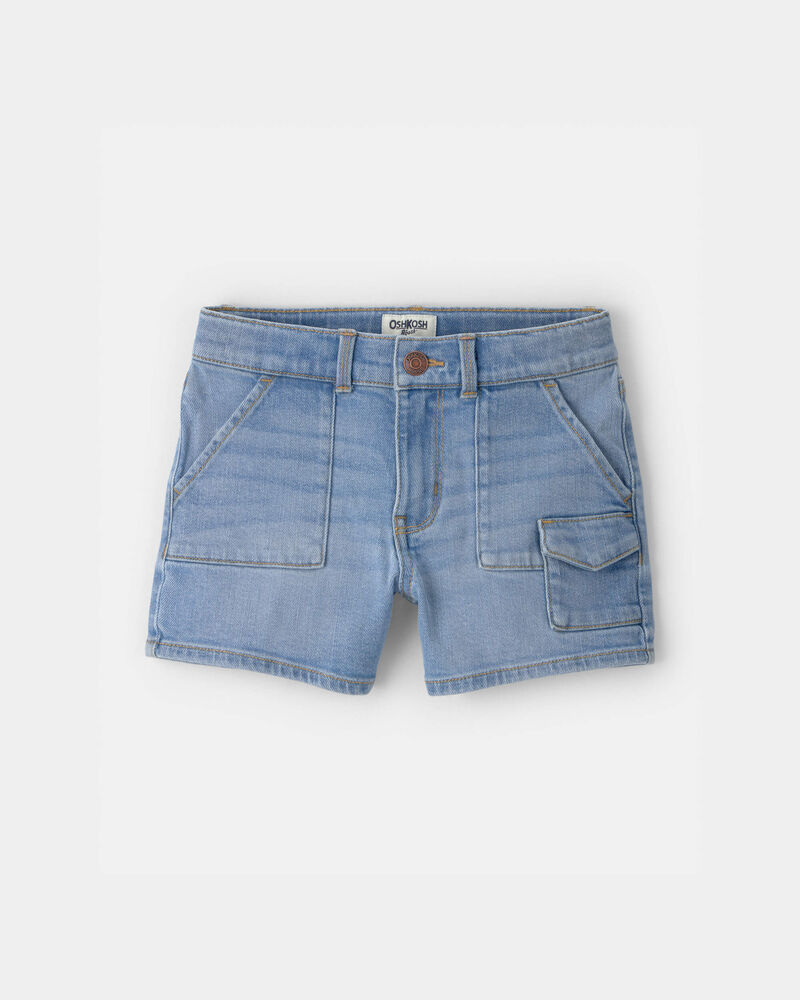 Girls Denim Utility Shorts - Light Wash, image 1 of 4 slides