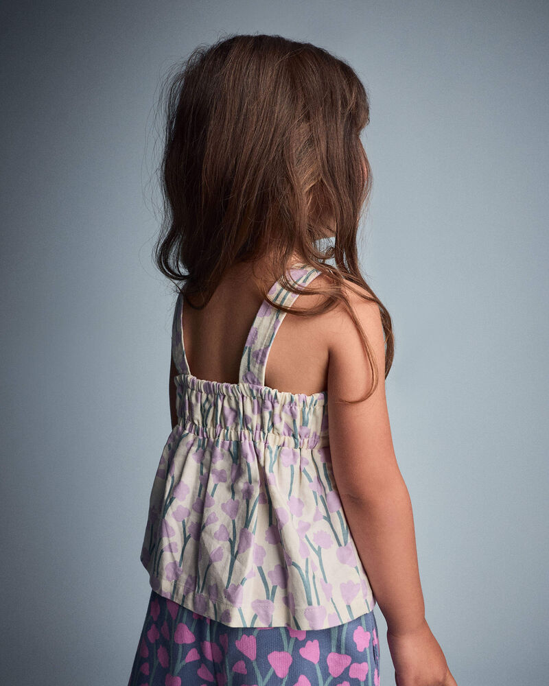 Toddler Girl Peplum Tank Top in Wildflower Print - Cream, image 4 of 6 slides