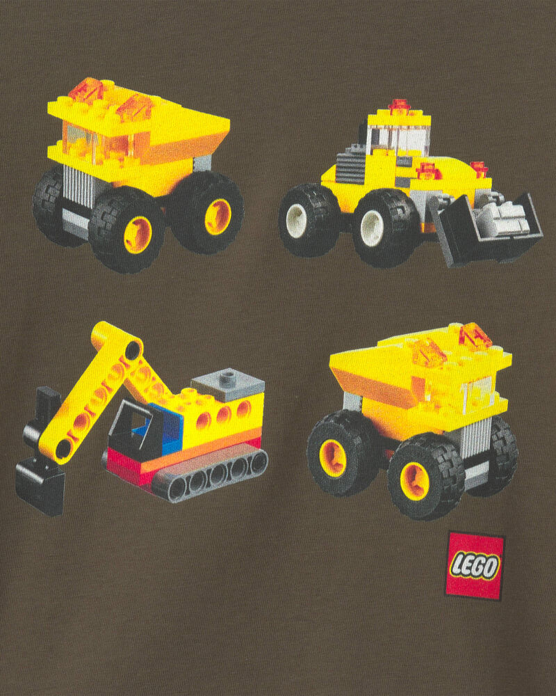 Tout-petit gar&ccedil;on &ndash; T-shirt manches longues &agrave; imprim&eacute; engin de construction LEGO &ndash; Vert olive, image 2 sur 2 diapositives