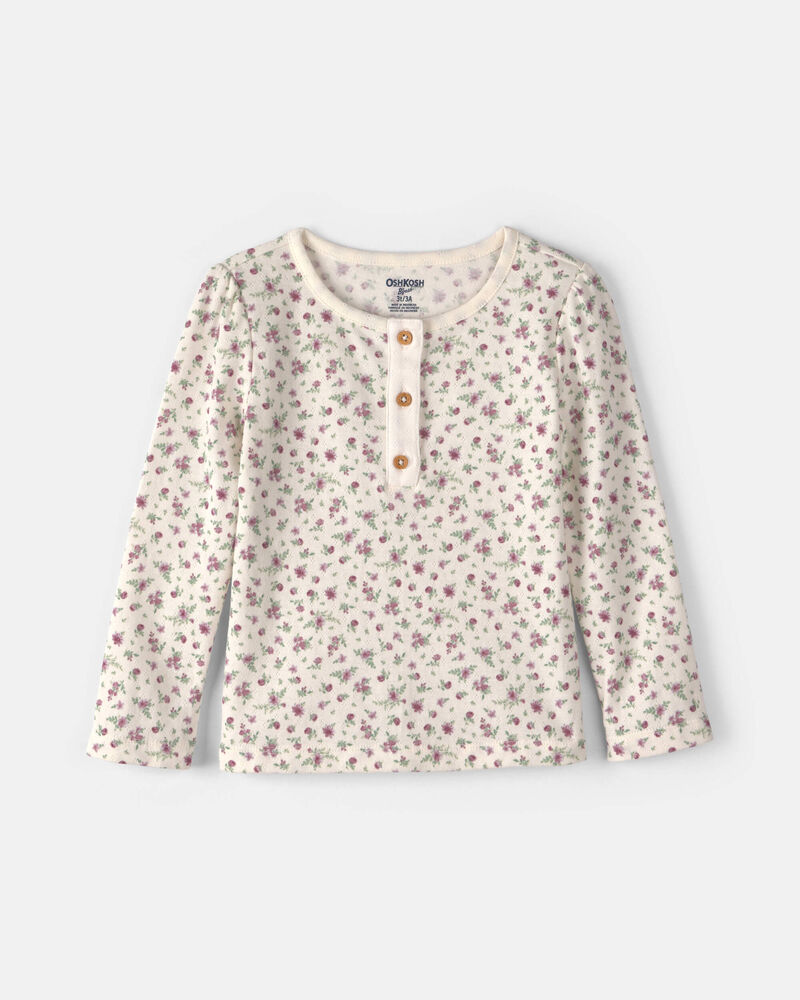 Tout-petit fille - Haut henley &agrave; motif floral - Ivoire, image 1 sur 2 diapositives