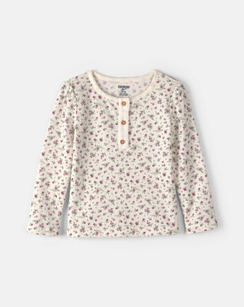 Tout-petit fille - Haut henley &agrave; motif floral - Ivoire, 