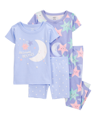 Toddler 4-Piece Moon & Stars 100% Snug Fit Cotton Pyjamas, image 1 of 4 slides