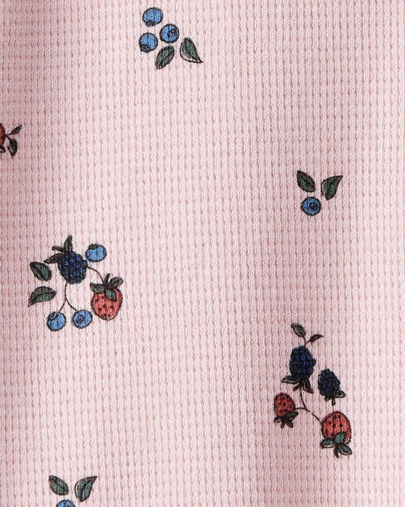 Baby Organic Cotton Waffle Knit Jumpsuit in Berry Blossom Print, image 3 of 5 slides