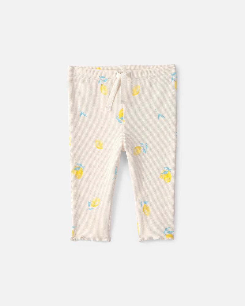 Baby Girl Lemon Rib Pants - Ivory, image 1 of 4 slides