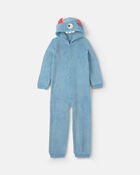 Boys 1-Piece Monster Halloween Fleece Pyjama Costume - Blue, image 1 of 8 slides