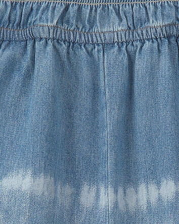 Girls Tie-Dye Smocked Denim Wide-Leg Jumpsuit - Medium Wash, 