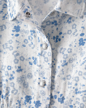 Tout-petit fille - Robe boutonn&eacute;e &agrave; motif florale - Bleu/Blanc, 