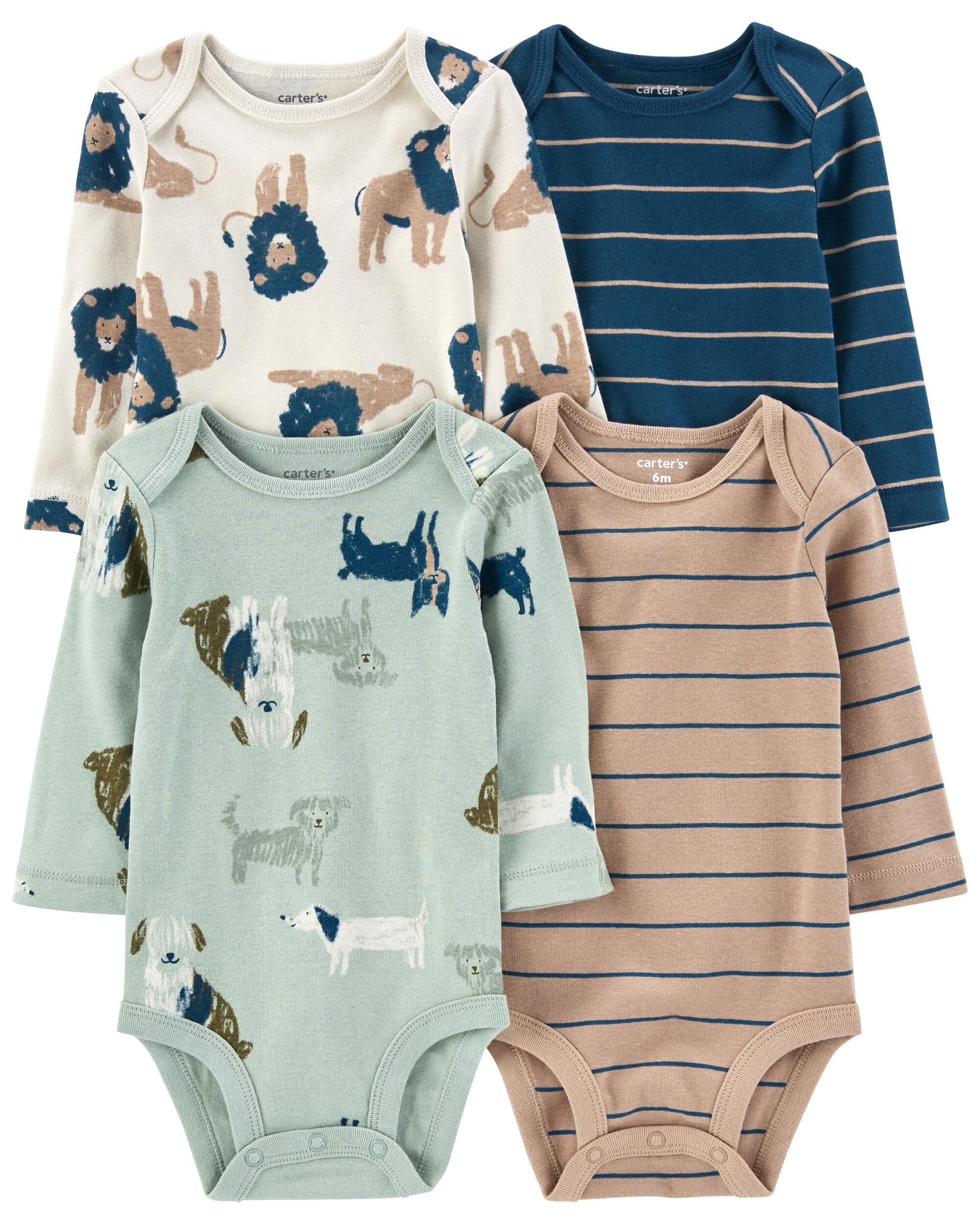 4 Pack Girls Neutral Tone Bodysuits