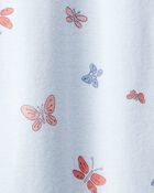 Toddler Girl Butterfly 100% Cotton Snug Fit Footie 1-Piece Pyjamas - Blue, image 2 of 3 slides
