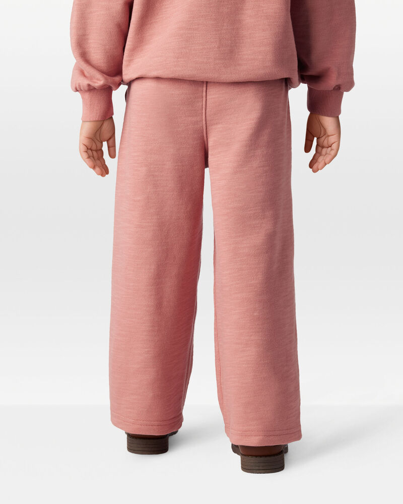 Toddler Girl 100% Cotton Wide-Leg Pants - Pink, image 4 of 6 slides