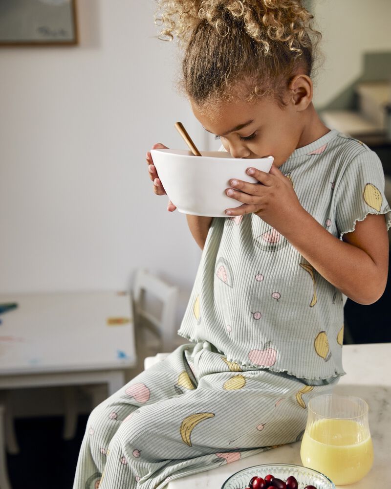 Tout-petit fille - Pyjama 2 pièces décontracté imprimé de fruits - Vert, image 3 sur 4 diapositives