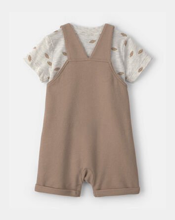 Baby Boy 2-Piece Football Shortall Set - Brown/Grey, 