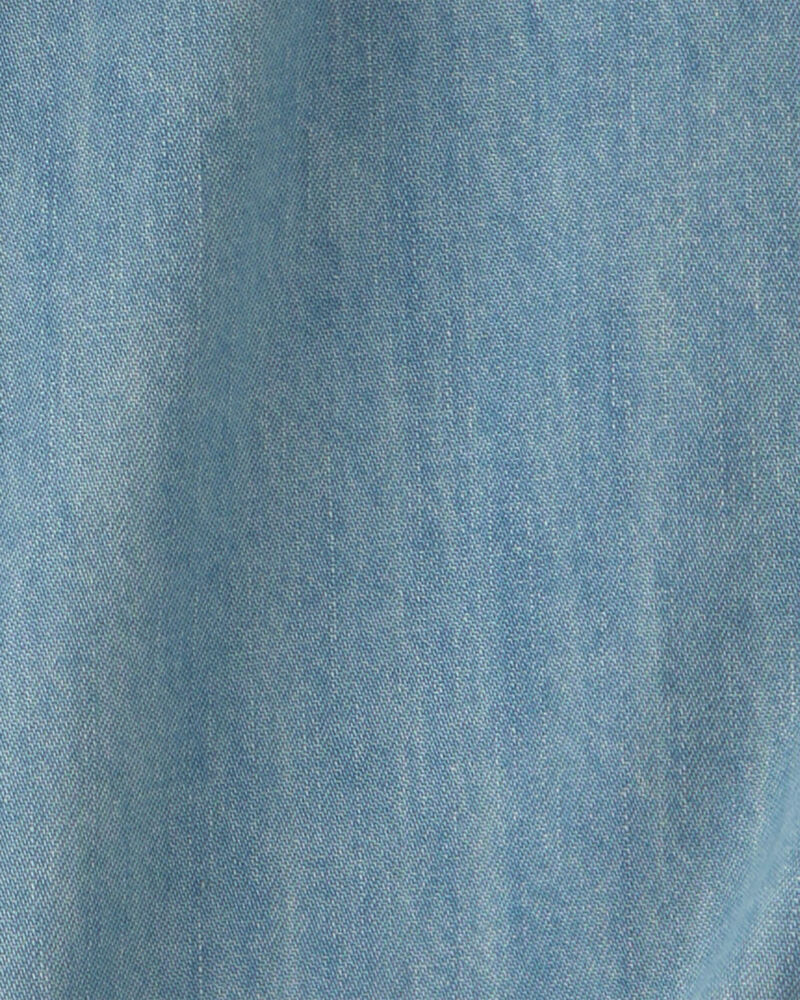 Girls Cropped Denim Tie-Front Top - Blue, image 2 of 3 slides