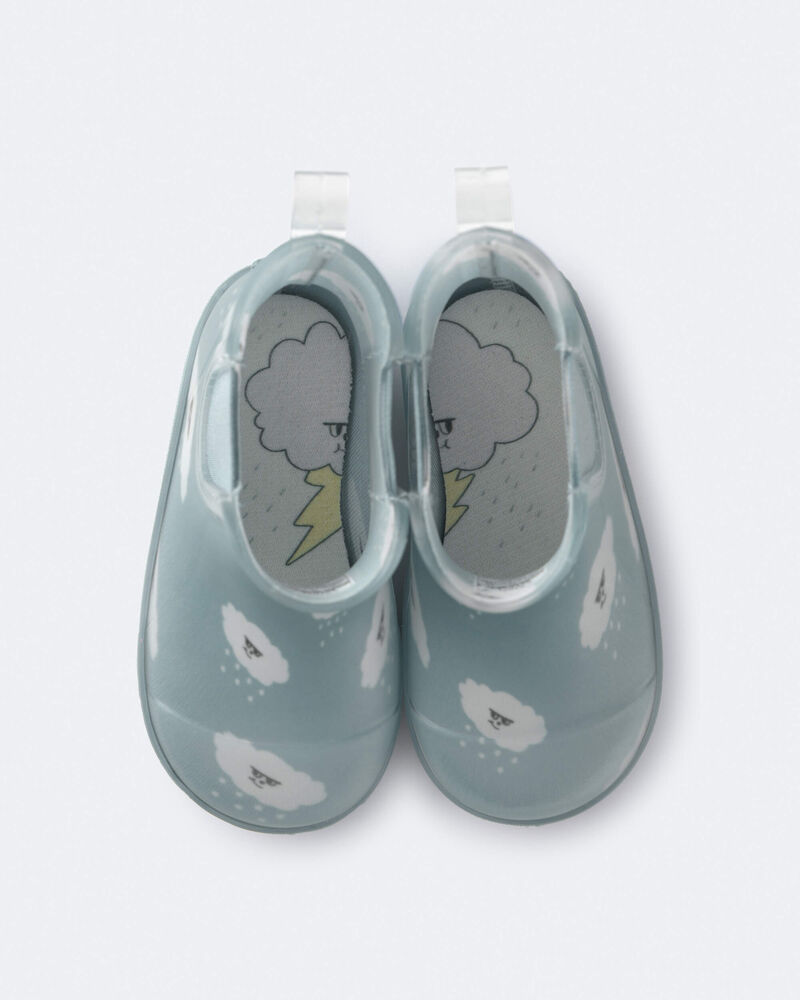 Toddler Rainboots in Rain Cloud Print - Pale Blue, image 2 of 3 slides