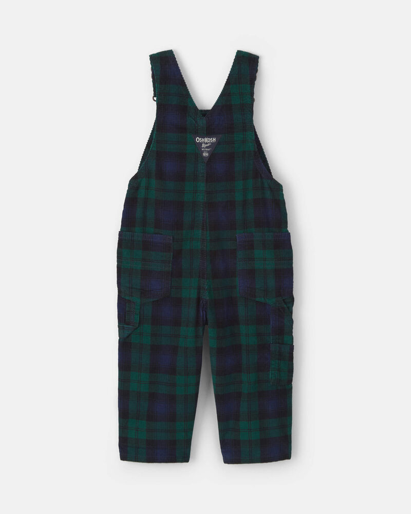 Baby Boy Plaid Corduroy Overalls - Navy Blue/Green, image 2 of 4 slides