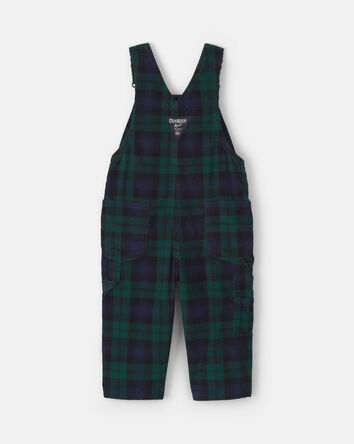 Baby Boy Plaid Corduroy Overalls - Navy Blue/Green, 