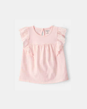 Tout-petit fille - Haut &agrave; manches ajour&eacute;es - Rose, 