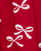 Kid 2-Piece Christmas Bow Coat Style Fleece Pyjamas, image 2 of 3 slides