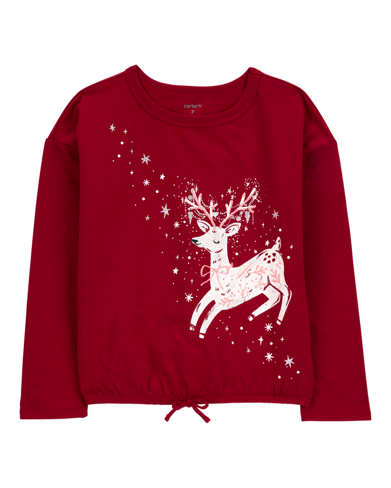 Kid Reindeer Christmas Flutter Top, image 1 of 3 slides