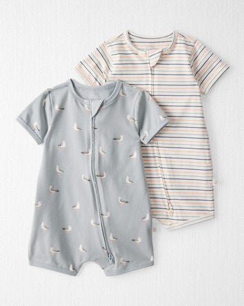 Baby 2-Pack Organic Cotton 2-Way Zip Rompers, 