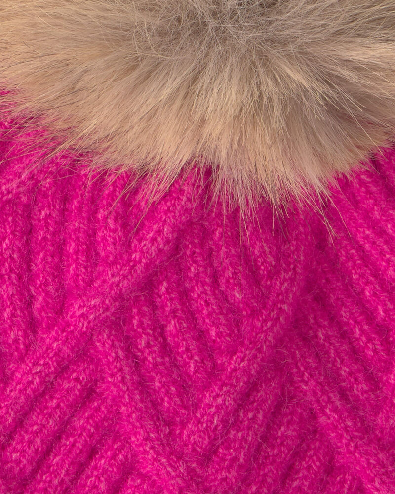 Toddler Girl Kombi Diamond Pom Hat - Pink, image 3 of 3 slides