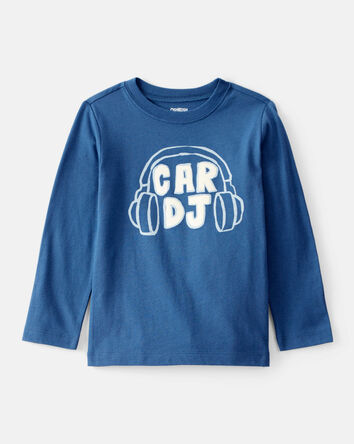 Tout-petit garçon - T-shirt graphique à manches longues Car DJ - Bleu, 