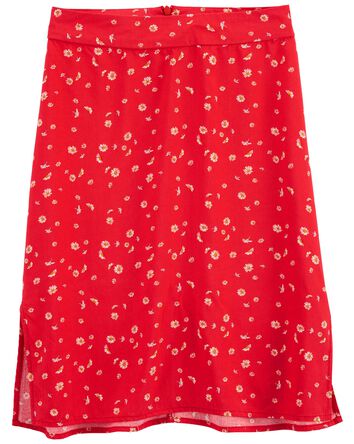 Floral Rayon Midi Skirt, 