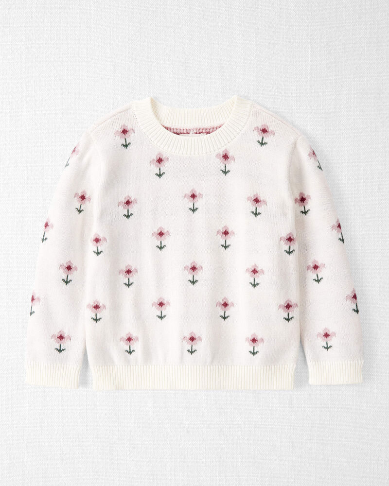 Toddler Organic Cotton Knit Sweater in Wildflower Print, image 1 of 5 slides