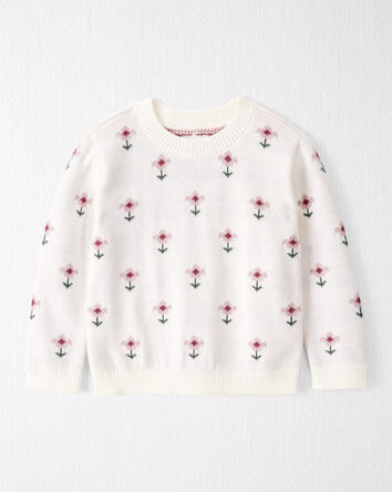 Toddler Organic Cotton Knit Sweater in Wildflower Print, 
